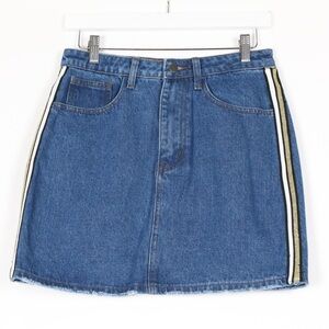 Superdown Denim Metallic Stripe Skirt